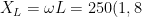 X_{L}=\omega L=250(1,8)=450\, ohm